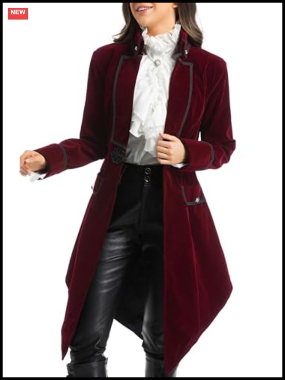 Velvet Gothic Victorian Steampunk Tailcoat Jacket Long Sleeve